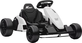 AIYAPLAY Kart Elétrico 24 V para Crianças Até 18 Km/h Gokart com Função Drift, Drift-Kart com 2 Motores Assento Ajustável Branco | Aosom Portugal