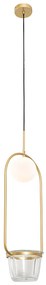 Candeeiro de suspensão Art Déco dourado com vidro branco - Isabella