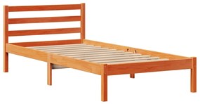 Cama c/ estante sem colchão 100x200cm pinho maciço castanho-mel