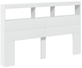 Armário de cabeceira com luzes LED 160x17x102 cm branco
