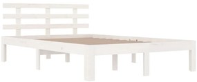 Estrutura de cama 140x200 cm madeira maciça branco