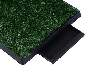 Sanita para Cães com Relva Artificial e Bandeja Sanita Interior para Animais de Estimação com Bandeja Lavável 51x63x6 cm Verde