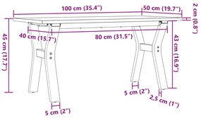 Mesa de centro estrutura em Y 100x50x45cm pinho e aço