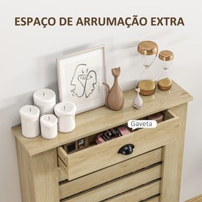 Cobertura para Radiador com Gaveta Cobertura para Radiador de MDF para Sala de Estar Dormitório Corredor 78x19x95,5 cm Carvalho