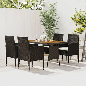 vidaXL 5 pcs Conjunto de jantar p/ exterior vime PE preto