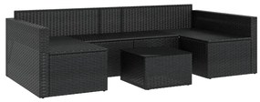 2 pcs conjunto lounge de jardim c/ almofadões vime PE preto