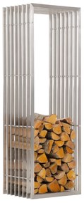 Suporte para lenha Irving em aço inoxidável 50 x 150 x 40 cm Prateado