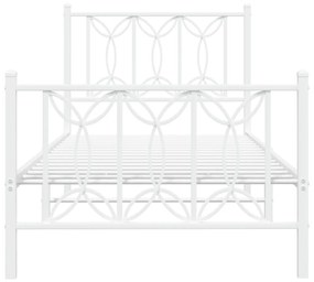 Estrutura de cama com cabeceira e pés 90x200 cm metal branco