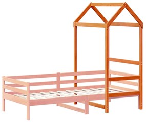 Telhado cama infantil 98x70x176,5 cm pinho maciço castanho-mel