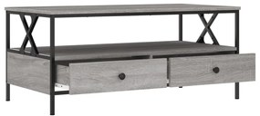 Mesa de centro 100x51x45cm derivados de madeira cinzento sonoma