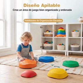 Conjunto de 5 Pedras de Equilíbrio Infantis, 36,5 x 34,5 x 27 cm, Antiderrapantes, Multicolor