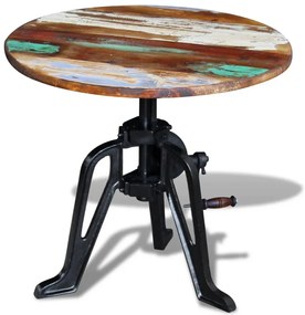 Mesa apoio 60x(42-63)cm madeira reciclada sólida ferro fundido