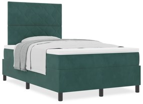 Cama Box com Colchão vidaXL Verde Escuro Pequeno Duplo Veludo
