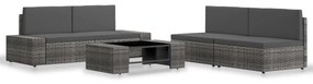 vidaXL 5 pcs conjunto lounge de jardim vime PE cinzento