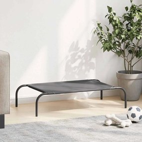 Cama para cães elevada 90x50x20 cm Textilene e aço cinzento