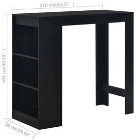 Mesa de bar com prateleira preto 110x50x103 cm