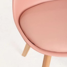 Cadeira Lena com Assento Almofadado - Rosa - Design Nórdico