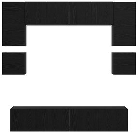 Conjunto de móvel de TV 8 pcs Carvalho Preto 80 x 30 x 30 cm