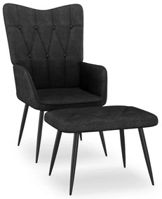 327562 vidaXL Cadeira de descanso com banco tecido preto