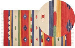Tapete Kilim em algodão multicolor 80 x 150 cm ALAPARS Beliani
