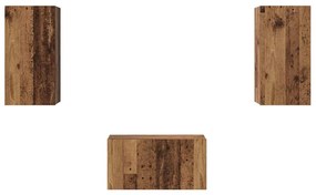 Conjunto de móvel de TV 3 pcs Madeira antiga 60 x 30 x 30 cm