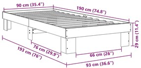 Estrutura de cama sem colchão 90x190 cm Carvalho de maciça