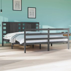 vidaXL Estrutura de cama casal 135x190 cm pinho maciço cinza