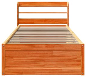 Estrutura cama c/ cabeceira 90x190 cm pinho maciço castanho-mel