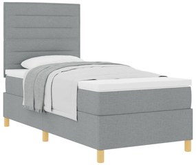 Cama Box Spring com Colchão Cinza Claro 100x200 cm Tecido
