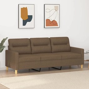 vidaXL Sofá de 3 lugares tecido 180 cm castanho