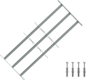 vidaXL Grelha segurança ajustável p/ janelas com 3 traves 700-1050 mm