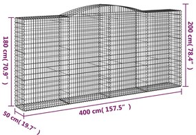 Cestos gabião arqueados 5pcs 400x50x180/200cm ferro galvanizado