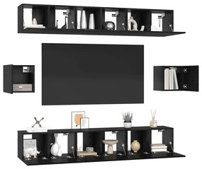 Conjunto de móvel de TV 8 pcs Carvalho preto 60 x 30 x 30 cm
