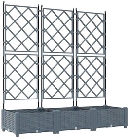Jardineira de Jardim com Treliça 3 pcs Cinza Claro 120x40x125,5 cm