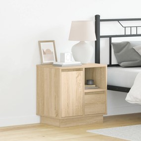 Criado-mudo com LED Carvalho Sonoma 50x34,5x50 cm