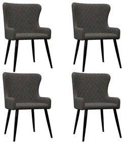vidaXL Cadeiras de jantar 4 pcs veludo cinzento