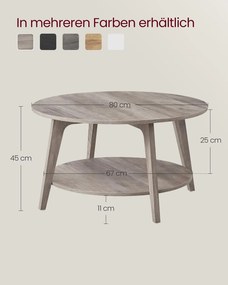 Mesa de centro com 2 níveis 80 x 45 cm Cinzento