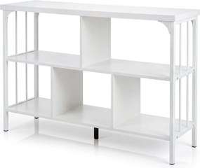 Estante de Arrumação de 3 Níveis, 109 x 34 x 76 cm, 5 Compartimentos, Branco