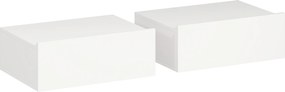 Conjunto de 2 Mesas de Cabeceira de Parede Mesas de Cabeceira Flutuantes com 1 Gaveta para Quarto 40x30x15 cm Branco