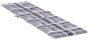 Almofadão cadeira de terraço (75+105)x50x4 cm xadrez cinzento