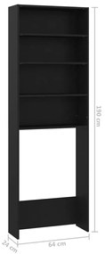 Armário para máquina de lavar roupa 64x24x190 cm preto
