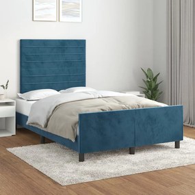 Estrutura de cama sem colchão 120x200 cm veludo azul
