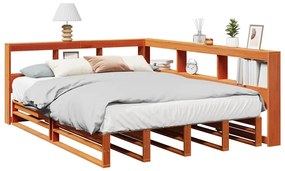 vidaXL Cama com estante sem colchão 160x200 cm pinho maciço