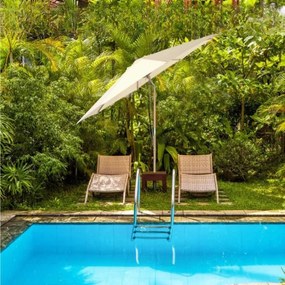 Guarda-sol Jardim 2,7 m com altura ajustável e inclinação de 60° 8 varas para teto de ventilação Pátio Jardim Bege