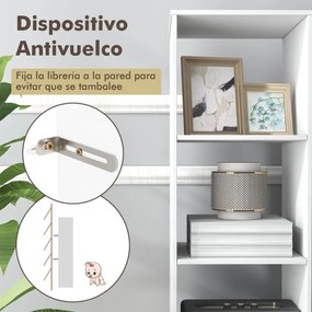 Estante estreita 5 níveis 4 cubos para livros CDs moderna para escritório 38 x 33 x 142 cm Branco