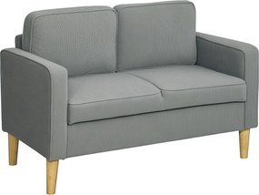 HOMCOM Sofá de 2 lugares com armazenamento e pés de madeira sólidos, para sala e quarto, 117 x 63 x 79 cm, Cinza claro | Aosom Portugal