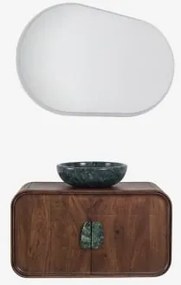 Conjunto De Móvel De Casa De Banho Suspenso 95x45 Cm Em Madeira De Manga E Pedra Natural Kivalina Mármore Verde Udaipur - Madeira De - Sklum
