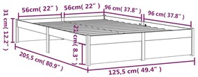 Estrutura de cama 120x200 cm madeira maciça branco