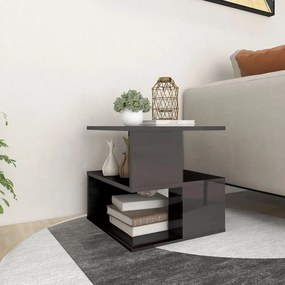 vidaXL Mesa de apoio 40x40x40 cm contraplacado cinzento brilhante