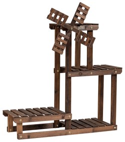 Floreira Estante Rústica de 5 Niveis para Flores Madeira de Plantas 75 x 25 x 71 cm Castanho